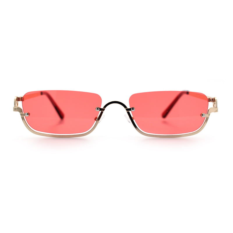 Luxury Bottom Half Rim Metal Frame Rectangle Fashion Sunglasses
