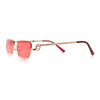 Luxury Bottom Half Rim Metal Frame Rectangle Fashion Sunglasses