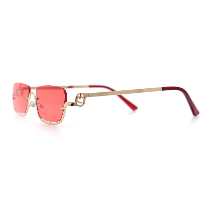 Luxury Bottom Half Rim Metal Frame Rectangle Fashion Sunglasses