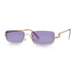 Luxury Bottom Half Rim Metal Frame Rectangle Fashion Sunglasses