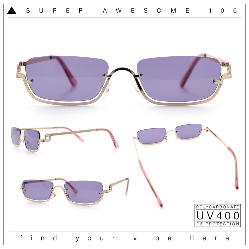 Luxury Bottom Half Rim Metal Frame Rectangle Fashion Sunglasses
