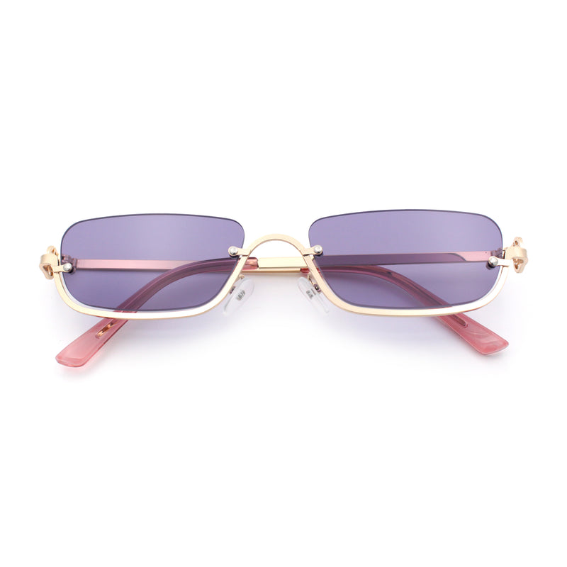 Luxury Bottom Half Rim Metal Frame Rectangle Fashion Sunglasses