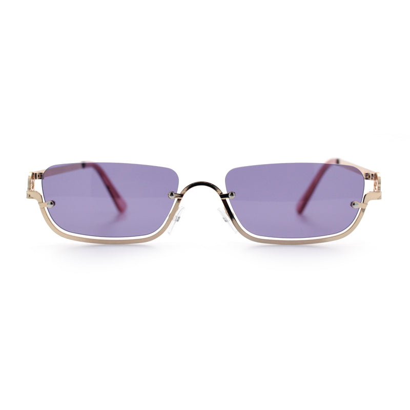 Luxury Bottom Half Rim Metal Frame Rectangle Fashion Sunglasses