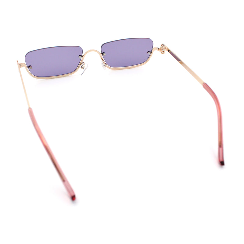 Luxury Bottom Half Rim Metal Frame Rectangle Fashion Sunglasses
