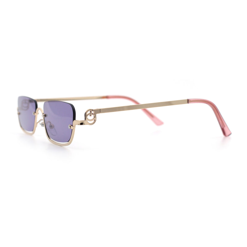 Luxury Bottom Half Rim Metal Frame Rectangle Fashion Sunglasses