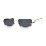Luxury Bottom Half Rim Metal Frame Rectangle Fashion Sunglasses