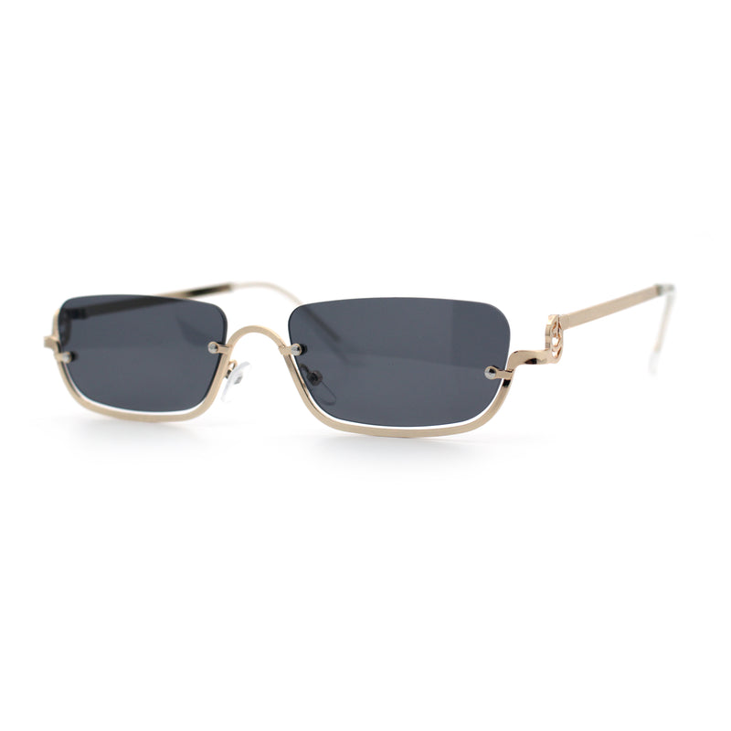 Luxury Bottom Half Rim Metal Frame Rectangle Fashion Sunglasses