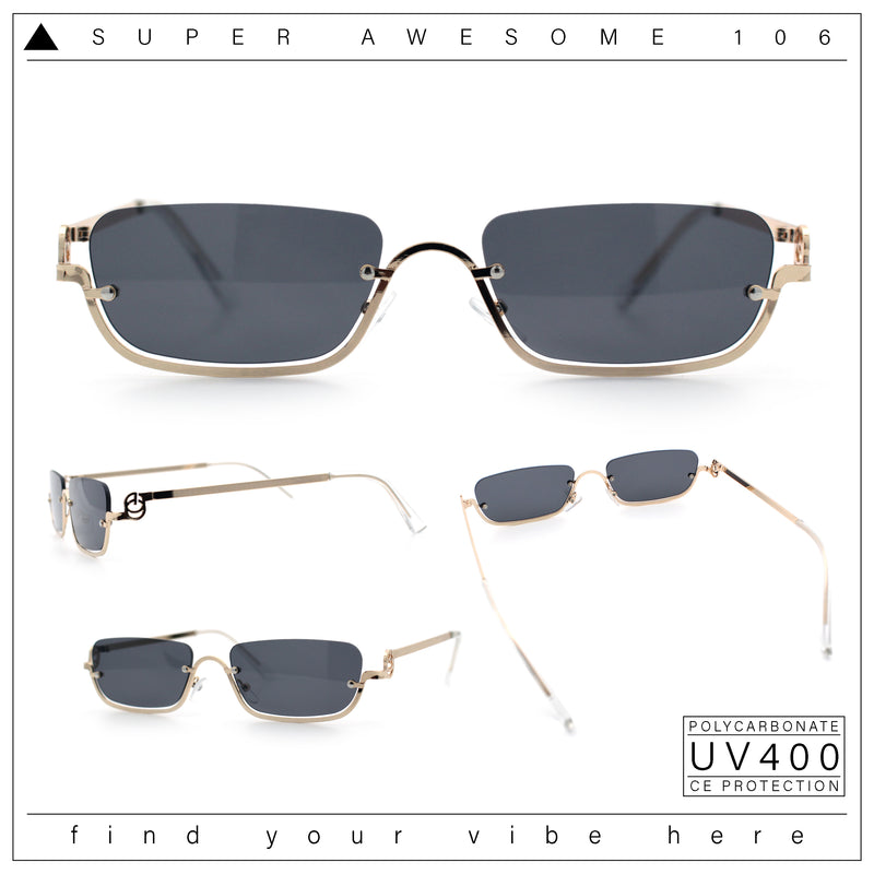 Luxury Bottom Half Rim Metal Frame Rectangle Fashion Sunglasses