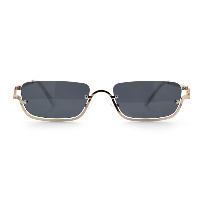 Luxury Bottom Half Rim Metal Frame Rectangle Fashion Sunglasses