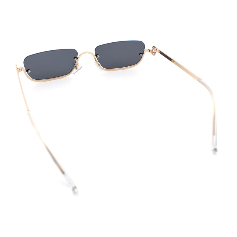 Luxury Bottom Half Rim Metal Frame Rectangle Fashion Sunglasses