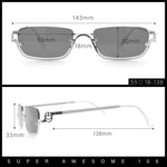 Luxury Bottom Half Rim Metal Frame Rectangle Fashion Sunglasses