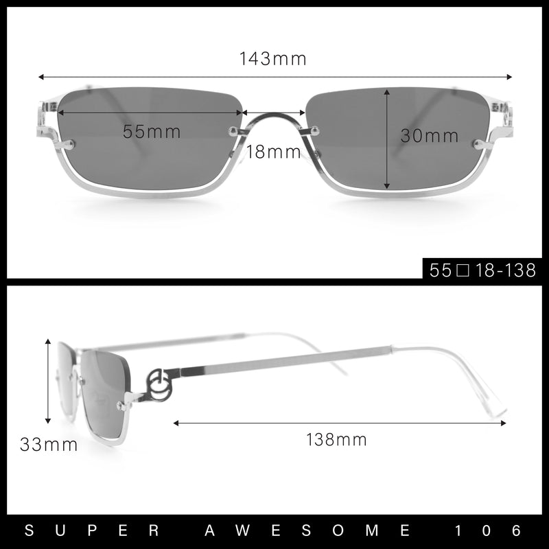 Luxury Bottom Half Rim Metal Frame Rectangle Fashion Sunglasses