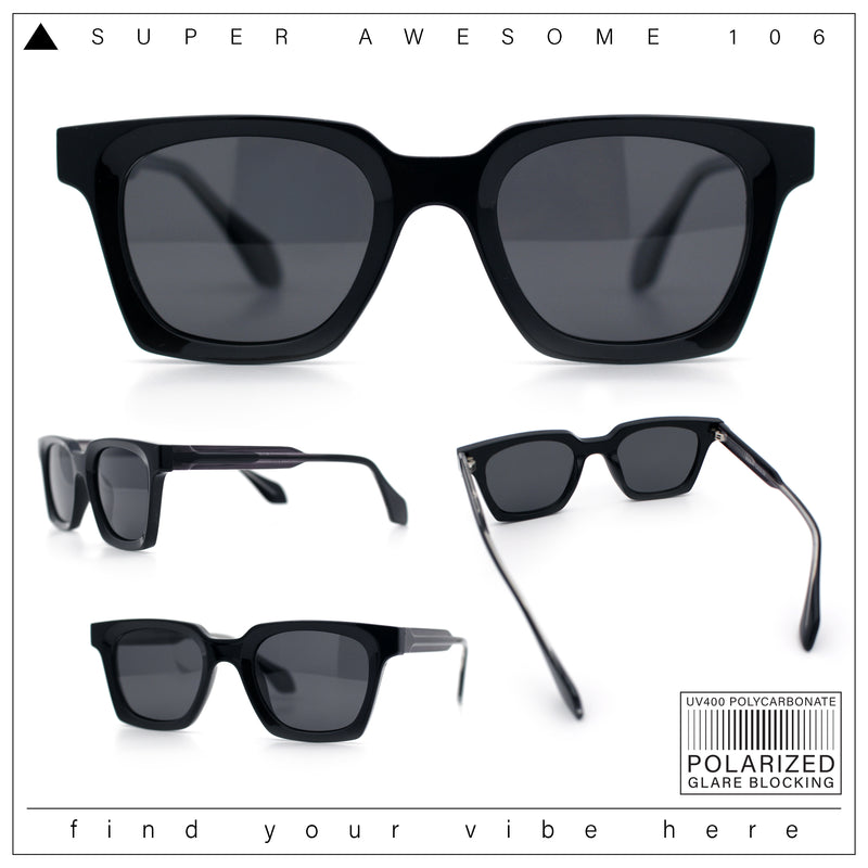 Polarized Beveled Thick Horn Rim Retro Hipster Gentlemanly Sunglasses