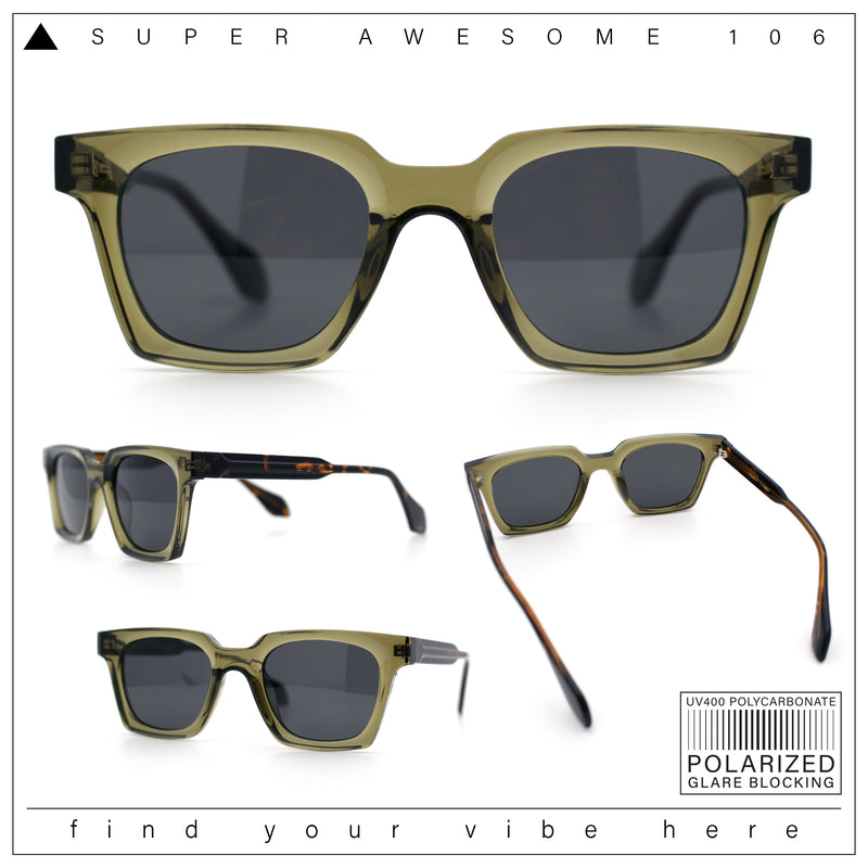 Polarized Beveled Thick Horn Rim Retro Hipster Gentlemanly Sunglasses
