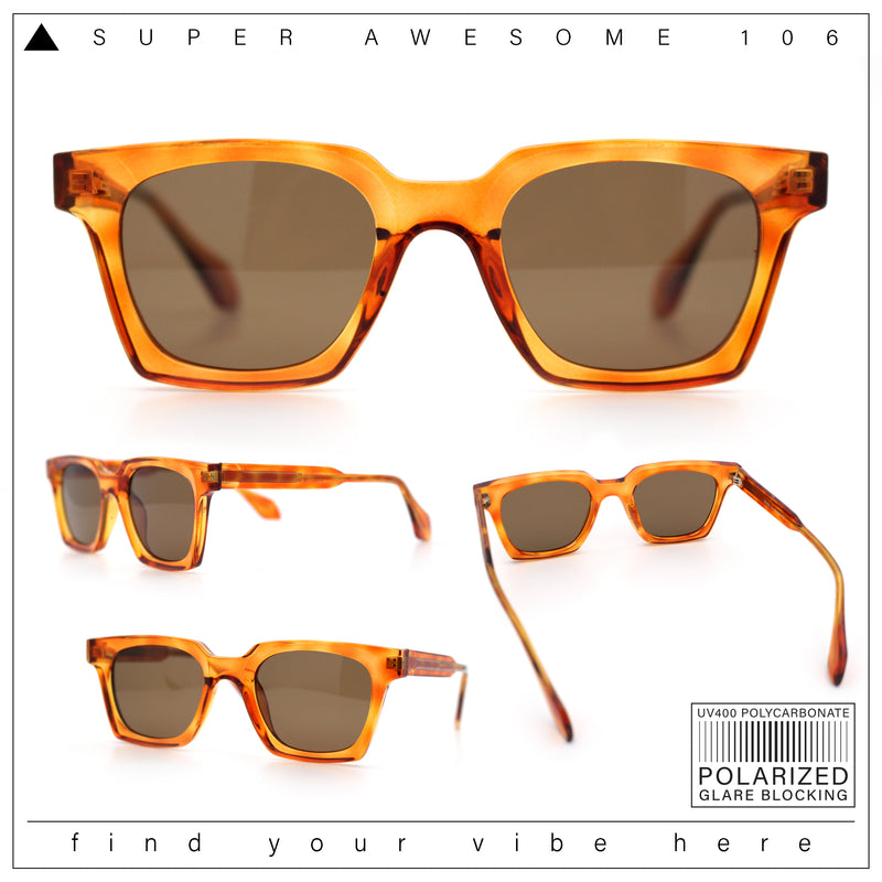 Polarized Beveled Thick Horn Rim Retro Hipster Gentlemanly Sunglasses