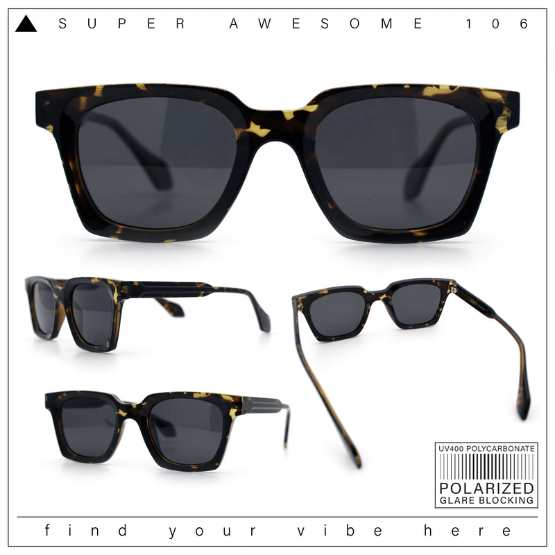 Polarized Beveled Thick Horn Rim Retro Hipster Gentlemanly Sunglasses