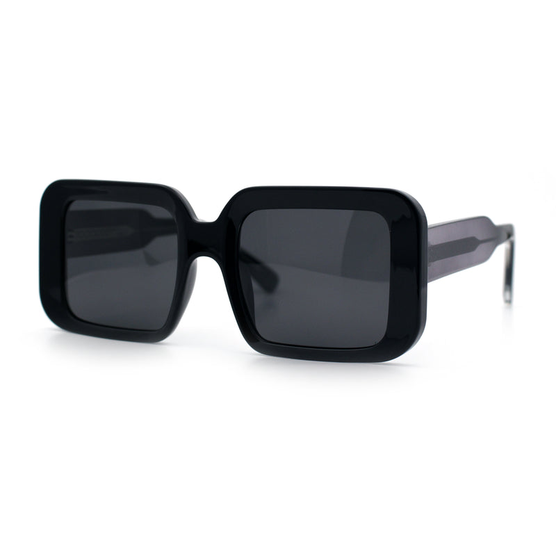 Womens Polarized Mod Rectangle Minimal Vintage Vibe Hipster Sunglasses