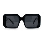Womens Polarized Mod Rectangle Minimal Vintage Vibe Hipster Sunglasses