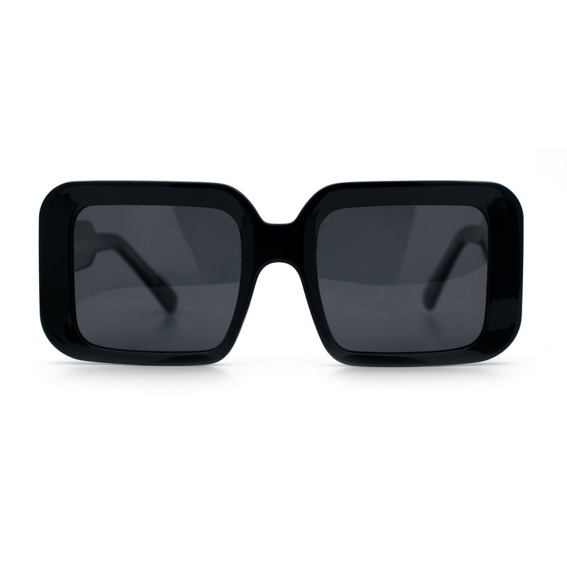 Womens Polarized Mod Rectangle Minimal Vintage Vibe Hipster Sunglasses