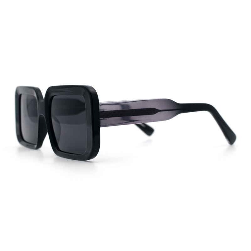 Womens Polarized Mod Rectangle Minimal Vintage Vibe Hipster Sunglasses
