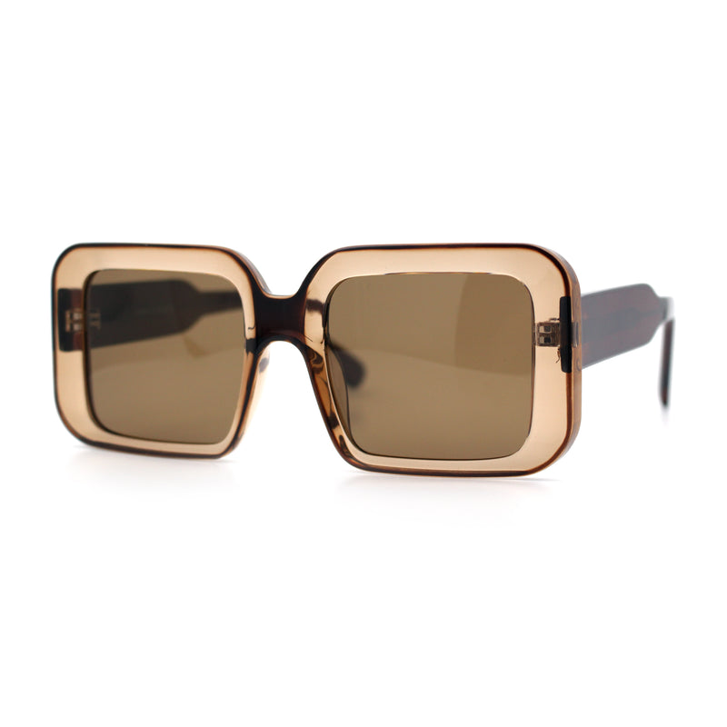 Womens Polarized Mod Rectangle Minimal Vintage Vibe Hipster Sunglasses
