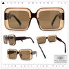 Womens Polarized Mod Rectangle Minimal Vintage Vibe Hipster Sunglasses