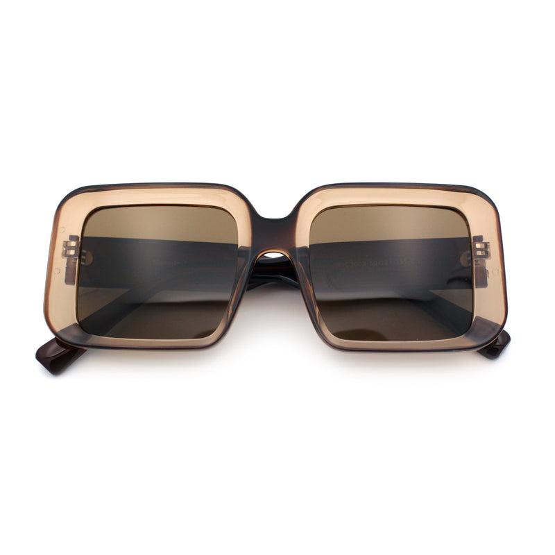 Womens Polarized Mod Rectangle Minimal Vintage Vibe Hipster Sunglasses