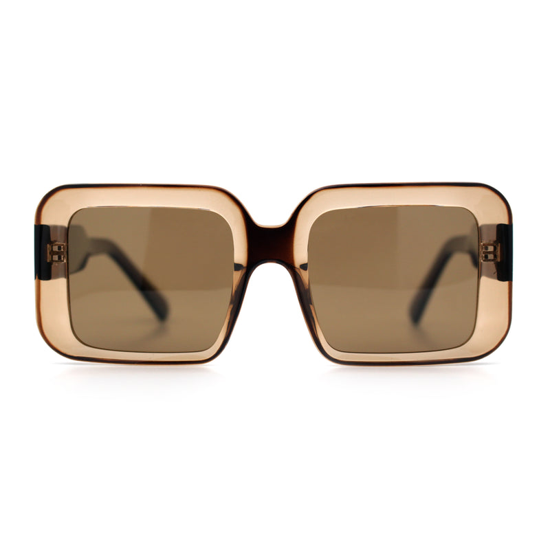 Womens Polarized Mod Rectangle Minimal Vintage Vibe Hipster Sunglasses