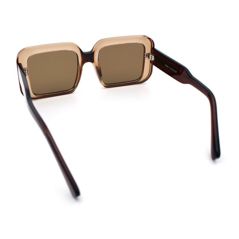 Womens Polarized Mod Rectangle Minimal Vintage Vibe Hipster Sunglasses