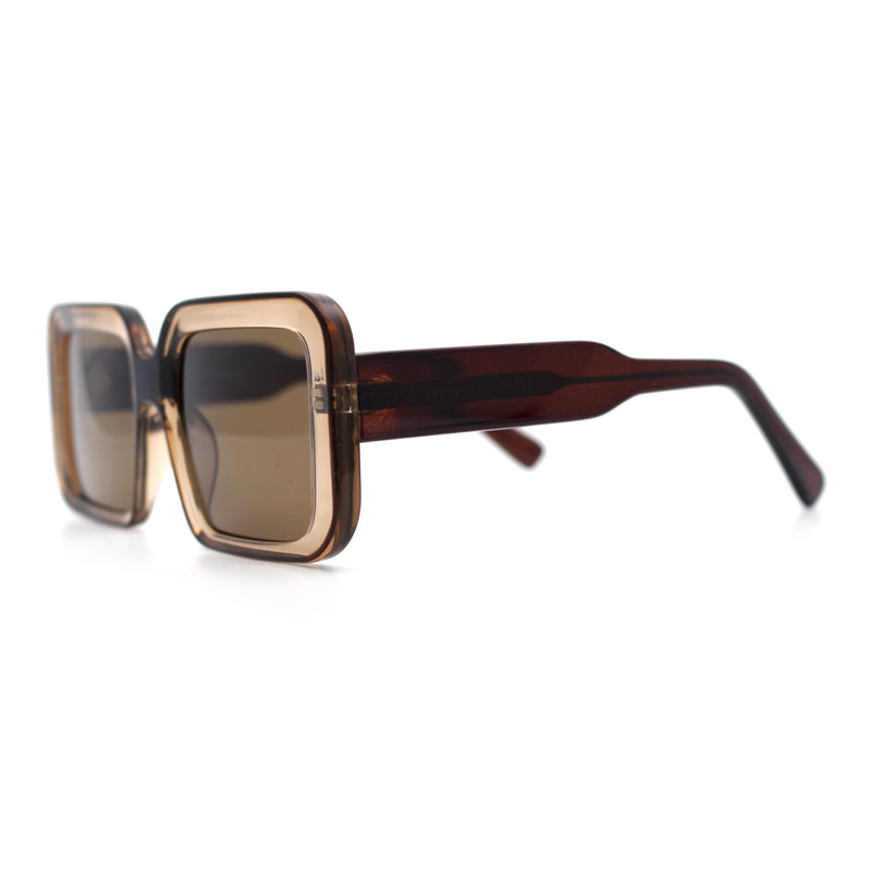 Womens Polarized Mod Rectangle Minimal Vintage Vibe Hipster Sunglasses