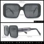 Womens Polarized Mod Rectangle Minimal Vintage Vibe Hipster Sunglasses