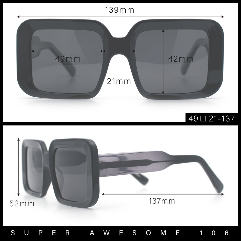 Womens Polarized Mod Rectangle Minimal Vintage Vibe Hipster Sunglasses