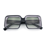 Womens Polarized Mod Rectangle Minimal Vintage Vibe Hipster Sunglasses