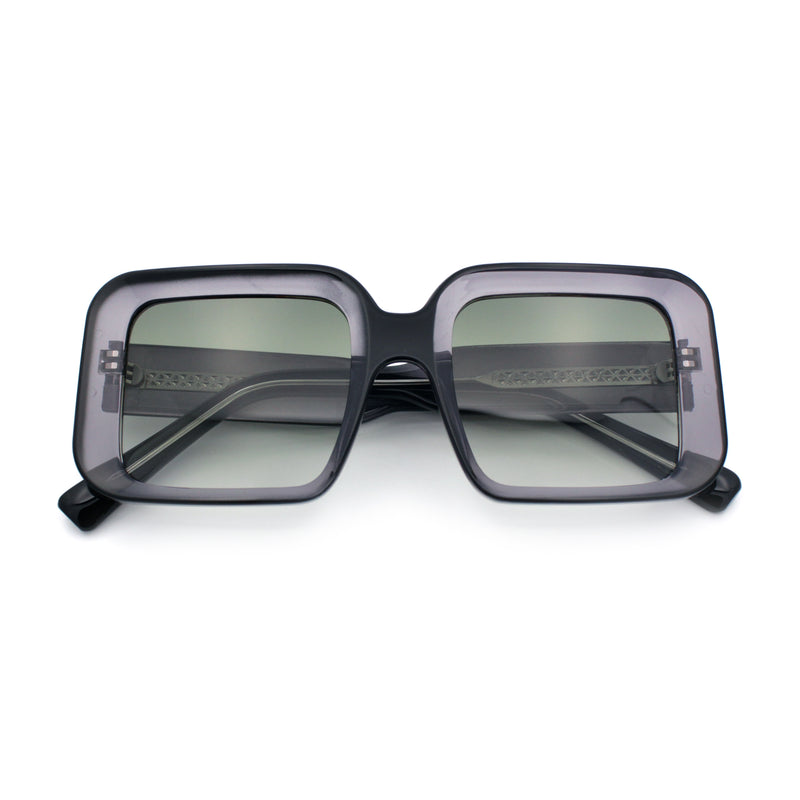 Womens Polarized Mod Rectangle Minimal Vintage Vibe Hipster Sunglasses