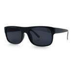 Manly Mad Dog Gangster All Black Rounded Rectangular Flat Top Sunglasses