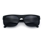 Manly Mad Dog Gangster All Black Rounded Rectangular Flat Top Sunglasses