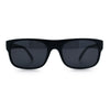 Manly Mad Dog Gangster All Black Rounded Rectangular Flat Top Sunglasses