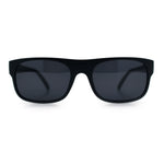 Manly Mad Dog Gangster All Black Rounded Rectangular Flat Top Sunglasses
