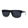 Manly Mad Dog Gangster All Black Rounded Rectangular Flat Top Sunglasses