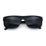 Manly Mad Dog Gangster All Black Rounded Rectangular Flat Top Sunglasses