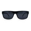 Manly Mad Dog Gangster All Black Rounded Rectangular Flat Top Sunglasses
