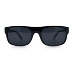 Manly Mad Dog Gangster All Black Rounded Rectangular Flat Top Sunglasses