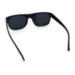Manly Mad Dog Gangster All Black Rounded Rectangular Flat Top Sunglasses