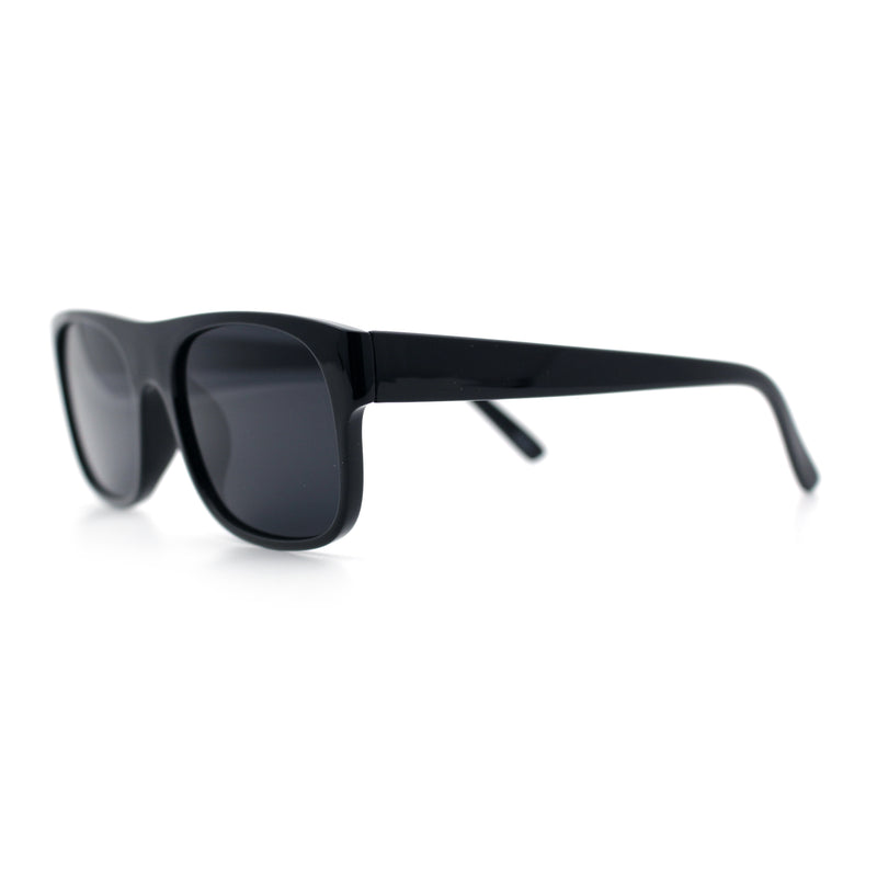 Manly Mad Dog Gangster All Black Rounded Rectangular Flat Top Sunglasses