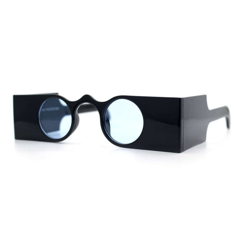 Funky Thick Artsy Rectangle Bar Keyhole Bridge Circle Lens Sunglasses