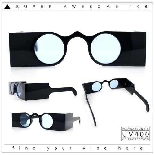 Funky Thick Artsy Rectangle Bar Keyhole Bridge Circle Lens Sunglasses