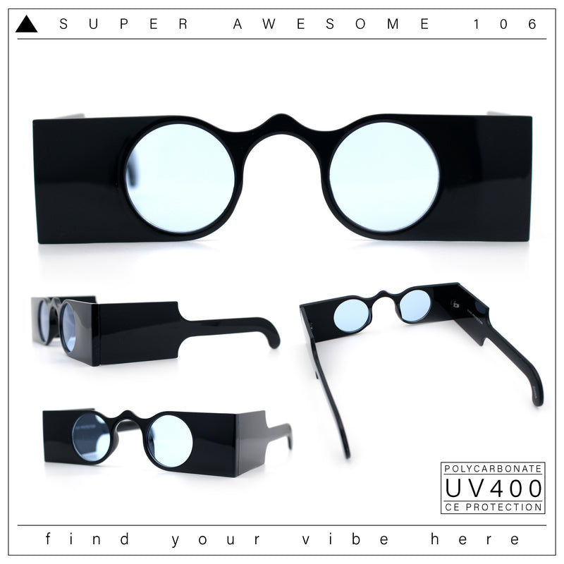 Funky Thick Artsy Rectangle Bar Keyhole Bridge Circle Lens Sunglasses