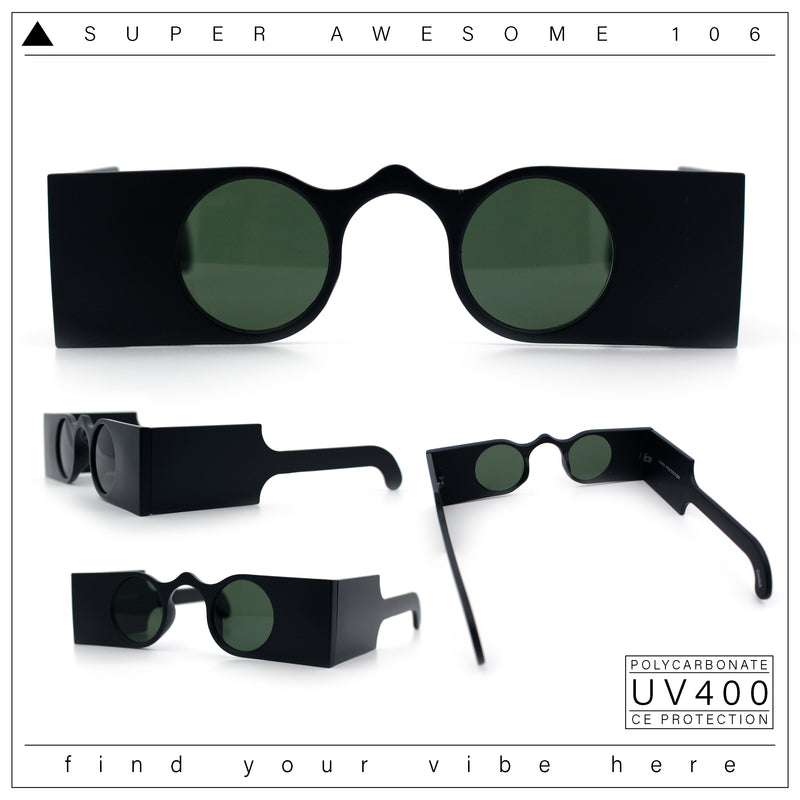 Funky Thick Artsy Rectangle Bar Keyhole Bridge Circle Lens Sunglasses