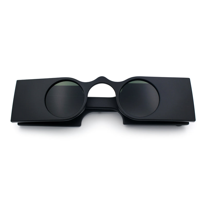 Funky Thick Artsy Rectangle Bar Keyhole Bridge Circle Lens Sunglasses