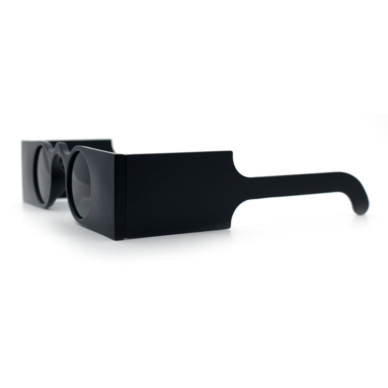 Funky Thick Artsy Rectangle Bar Keyhole Bridge Circle Lens Sunglasses